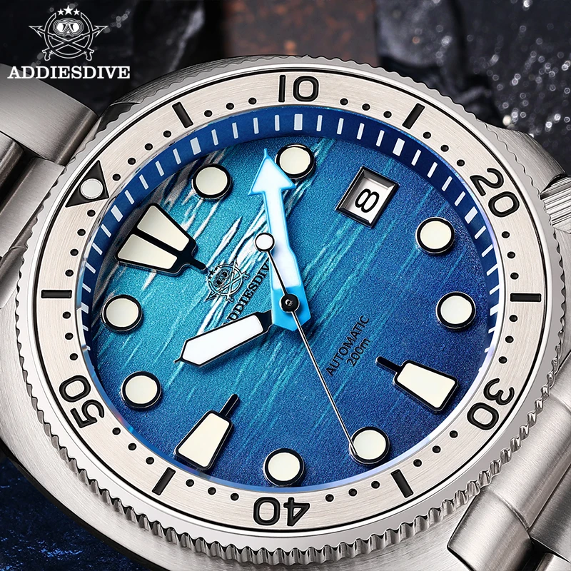 Мужские автоматические часы ADDIESDIVE Sapphire NH35 механические водонепроницаемые
