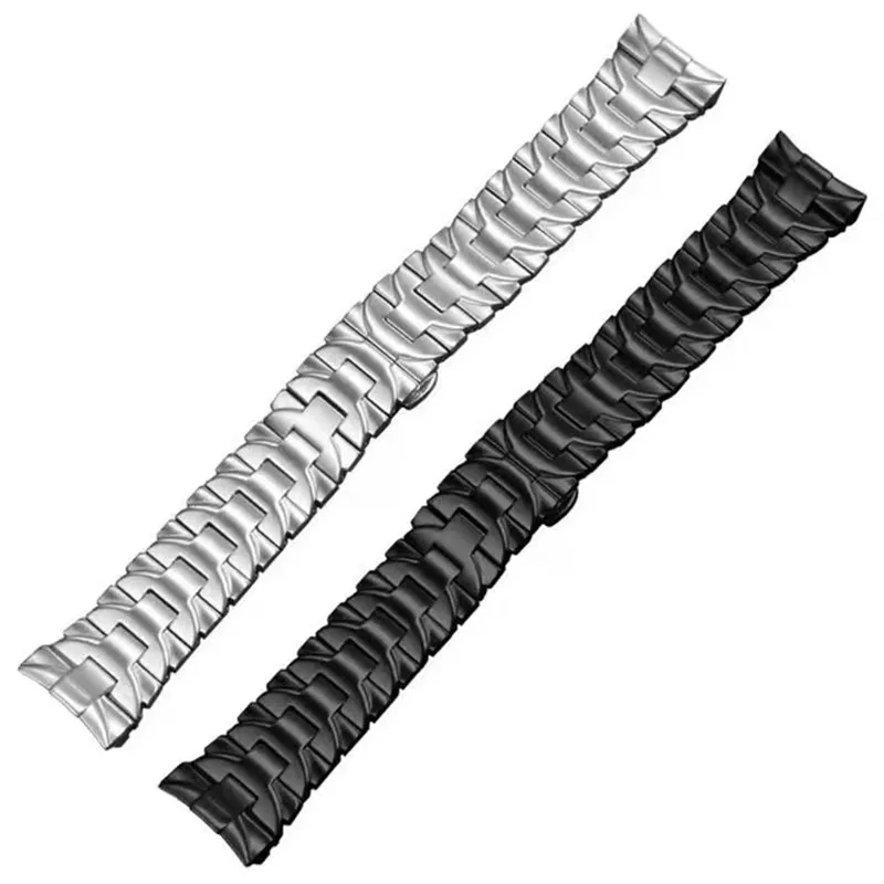 24mm 316L Solid Stainless Steel Curved End Silver Black Watch Band Bracelet Strap Fit For Panerai Luminor Series PAM441 111