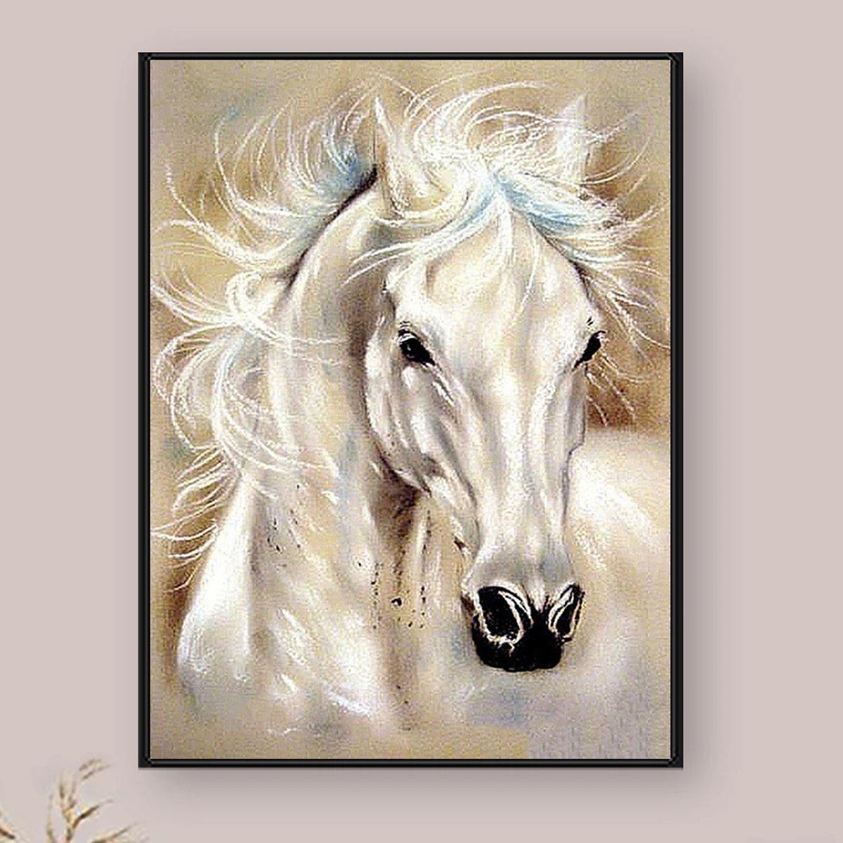 5D DIY Diamond Painting White Horse Animal Full Drill Embroidery Mosaic Rhinestone Oil Home Decor |