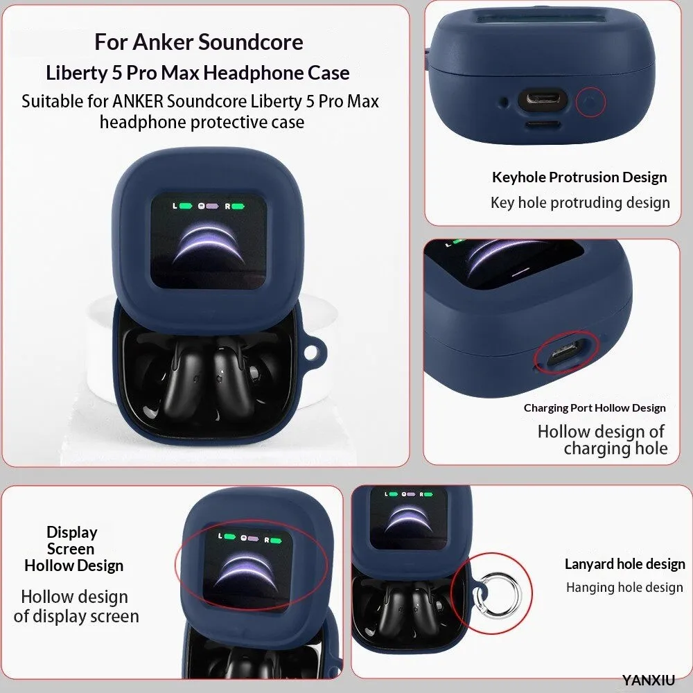 Фото Совместимый с Anker Soundcore Liberty 5Pro Max прозрачный чехол для наушников, TPU-оболочка, прозрачный защитный чехол для наушников. №5