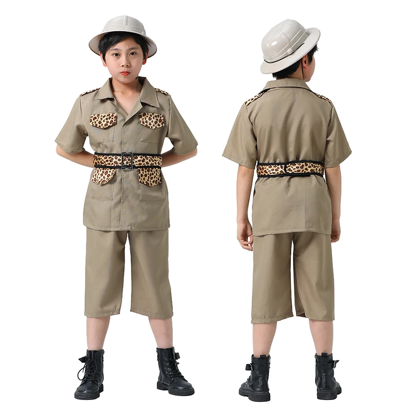 

Halloween Costume Jungle Explorer Wildlife Patrol Uniform Disguise For Kids Forest Fanger Cosplay Anime Dresses Clothes Suits