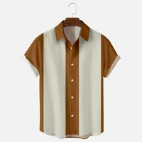 2022 mens summer simple striped modern style short sleeve t shirt digital printing open closure beach shirt 2022