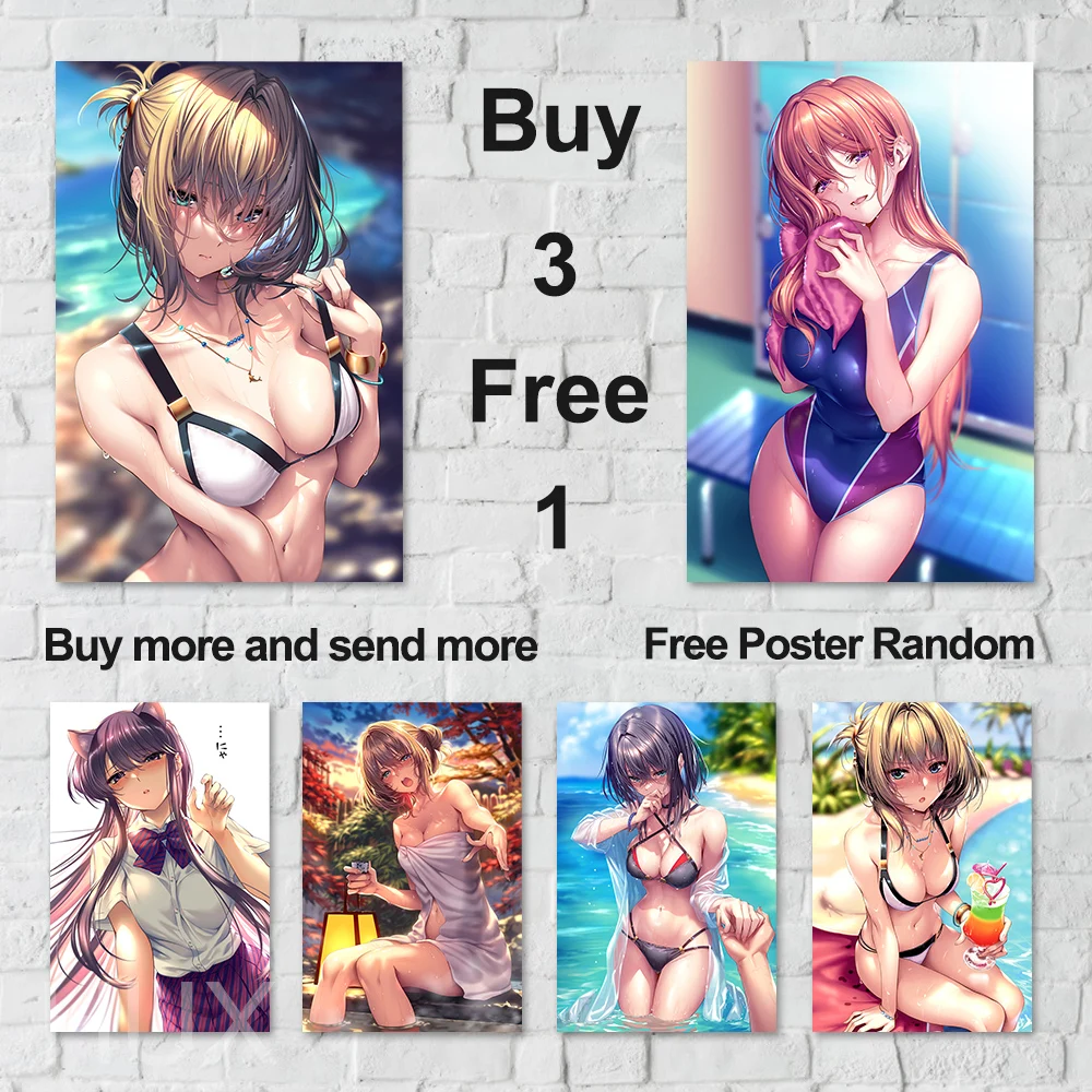

Красивая Картина на холсте с изображением девушки из аниме, привлекательная картина на заказ, печать на тему игры, художественные принты, Мультяшные Декорации для дома и спальни, фрески