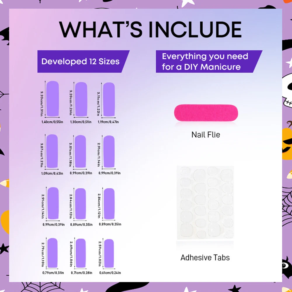 24 шт. накладные ногти на Хэллоуин с клеем длинное полное покрытие наращивание