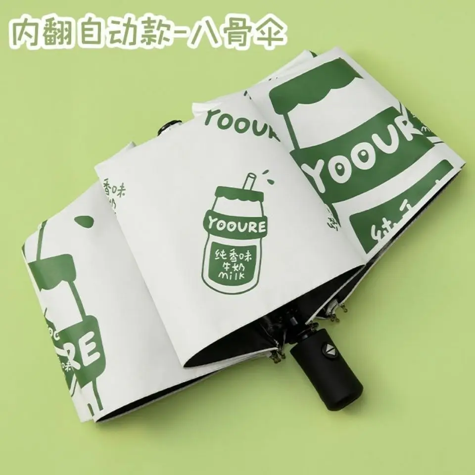 

Small Fresh Automatic 3-Folding Anti-ultraviolet Sunny Umbrella Rainy or Shine Dual-use Folding Sunshade Umbrella