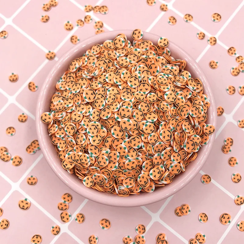 

100g Halloween Party Decoration Pumpkin Slice Polymer Soft Clay Sprinkles for Crafts DIY Nail Art Decoration klei Mud Particle