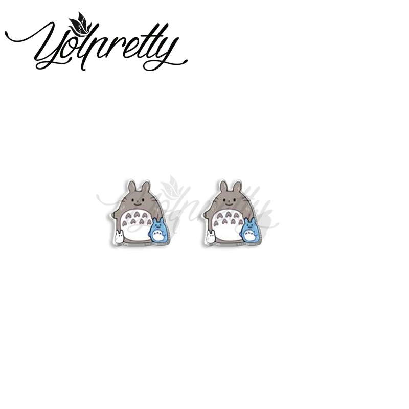 Totoro Мультяшные акриловые серьги-гвоздики из эпоксидной смолы модные ювелирные