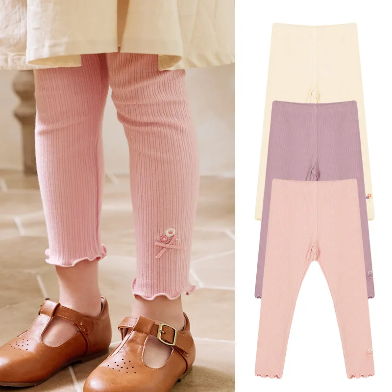 

Girls Leggings Stretch Spring Autumn Pantyhose For Kids Elastic Waist Cotton Knitting Leggings Trousers