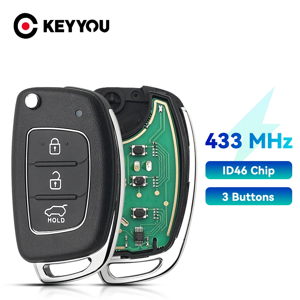 

KEYYOU 3 кнопки для Hyundai IX35 IX25 IX45 Santa Fe 433 МГц ID46 чип складной откидной пульт дистанционного управления ключи для автомобиля TOY40 Blade