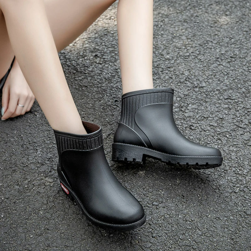 Water Boots Woman Rain Free Shipping Ankle Rubber Shoes Women Work Garden Galoshes Waterproof Rainboots Botas De Lluvia Mujer