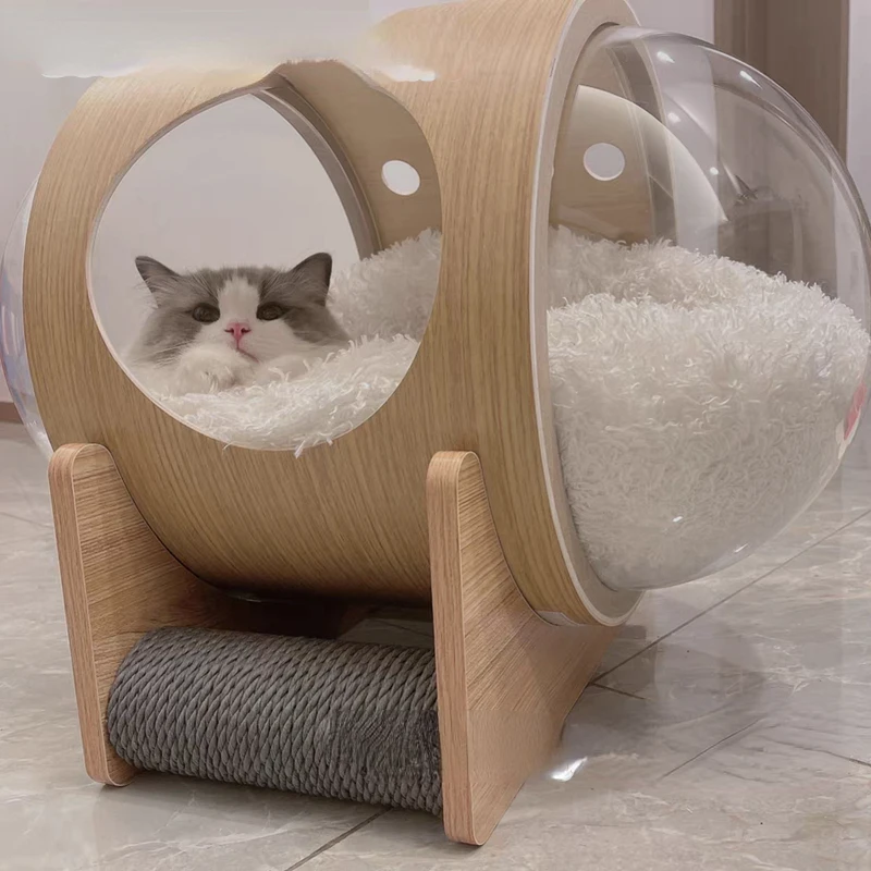 

Space Capsule Cat Nest Transparent Cat Delivery Room Space Cat Bag Solid Wood Space Cat Climbing Frame Sleep Capsule