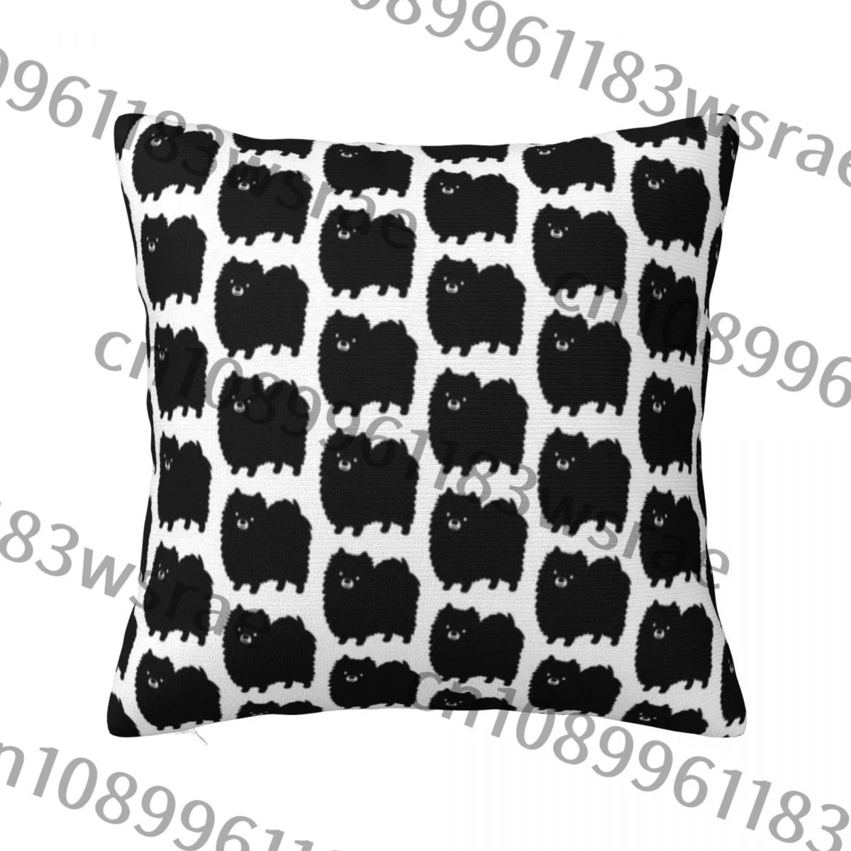 Милая пушистая наволочка с рисунком собаки из черного померанского шпица