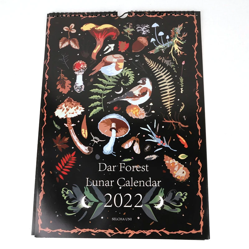 

Календарь Темный лес лунный календарь 2022 иллюстрация настенный календарь ежемесячный календарь креативная оригинальная иллюстрация высо...