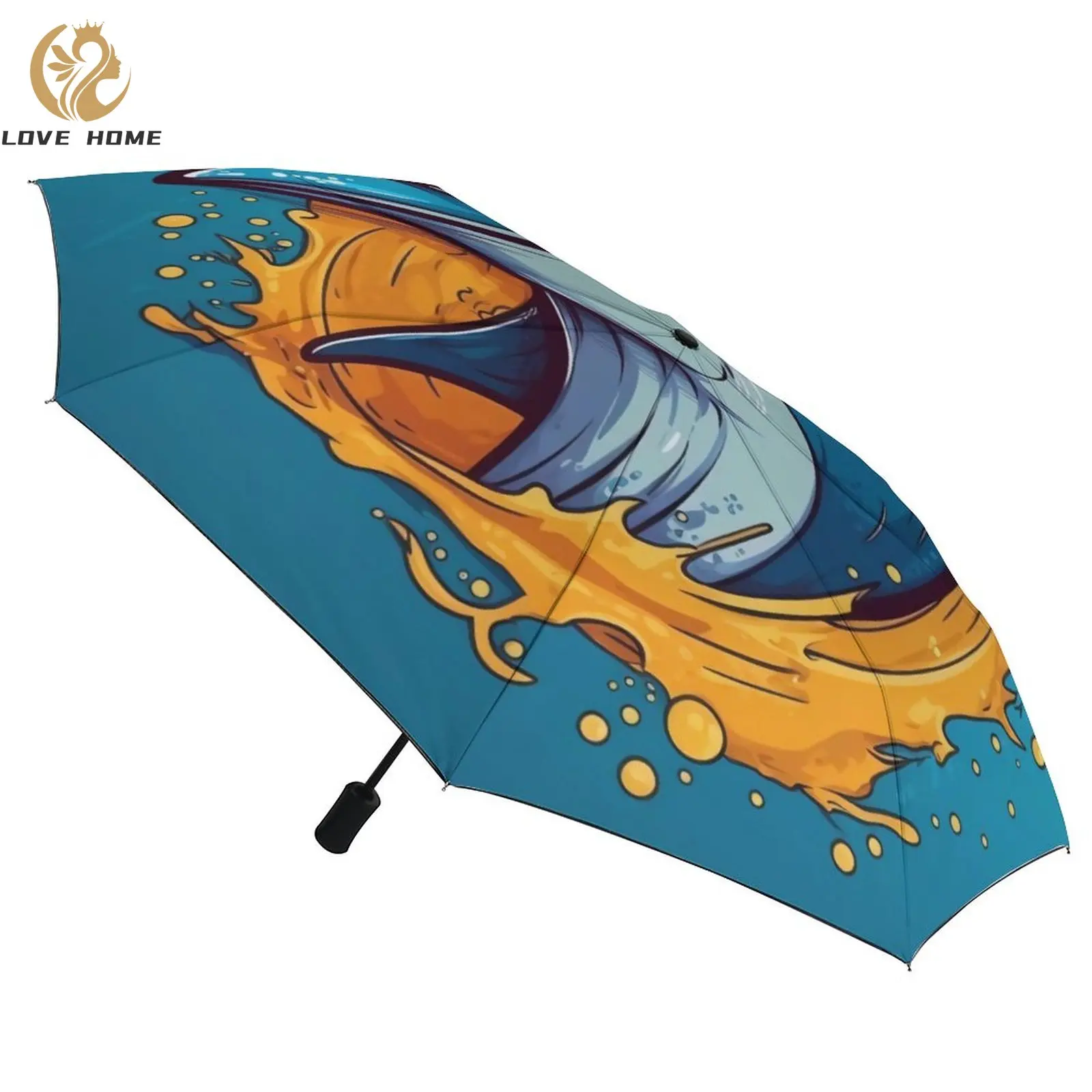 

Dolphin 3 Fold Automatic Umbrella Nature Style Funny Cartoon Carbon Fiber Frame Umbrella Ligthweight Wind Resistant Umbrella