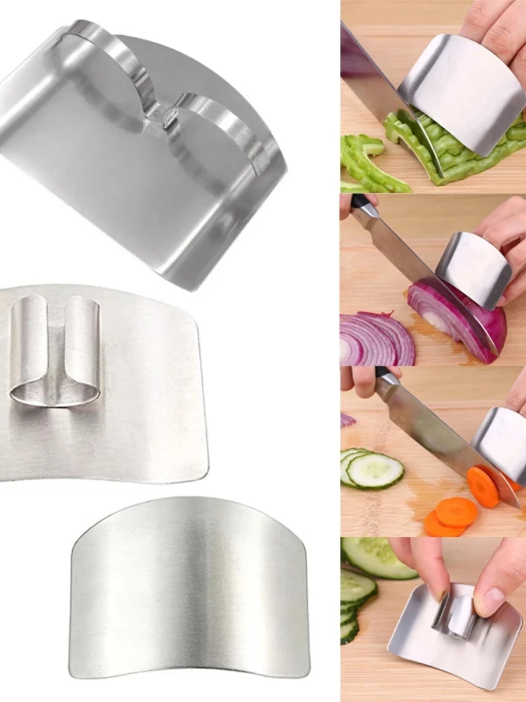 

Kitchen Vegetable Cut Anti-cutting Device Household Multi-function Finger Armor Stainless Steel Cutting Double-finger Protector