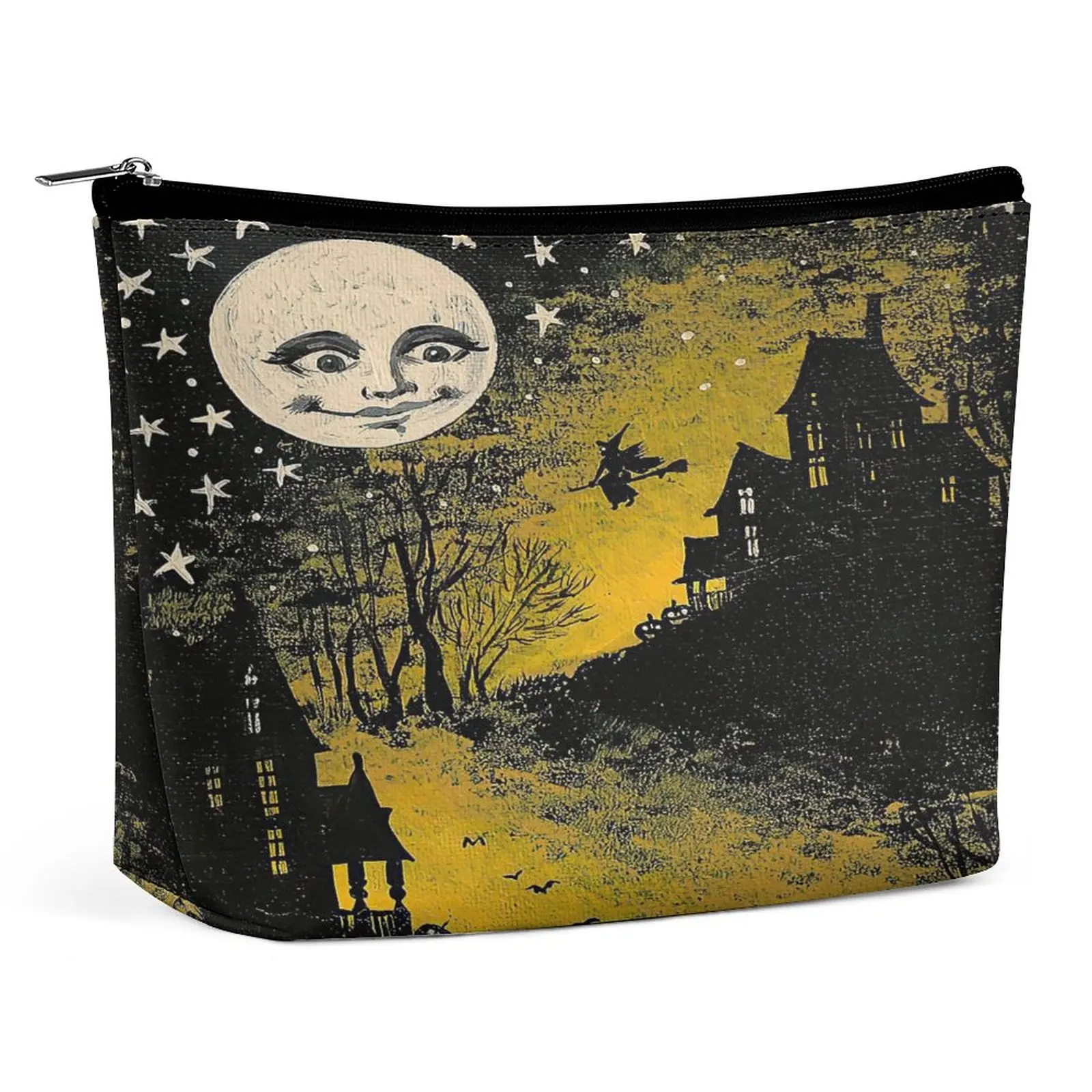 

Косметичка для кошелька, дорожная косметичка, женская косметичка, портативная универсальная сумочка на молнии с изображением желтой ночи и...