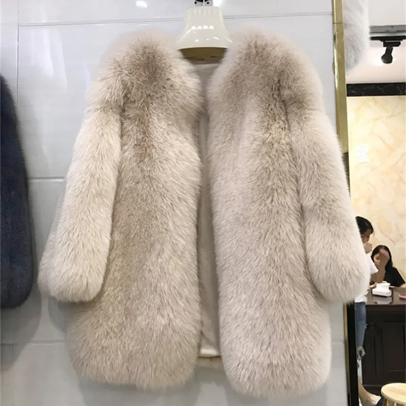 Women Real Fox Fur Coat Female Winter Thick Warm Overcoat Whole Skin 2022 Genuine Fur Jacket Pink Color Natural Fox Fur Coat