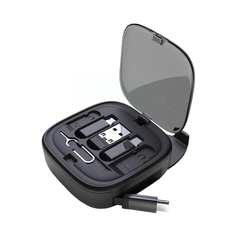 

60W Fast Charge Cable Storage Box 6 in 1 Multifunctional Data Holder Phone USB Charger Cable N9V7
