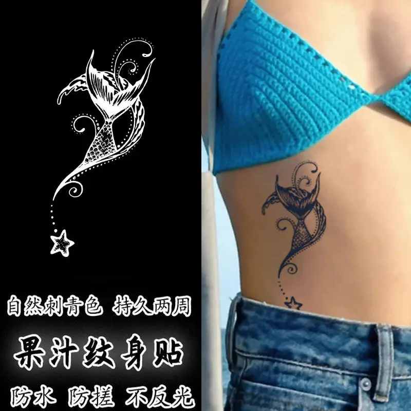 

Тату-наклейка женская с хвостом русалки, водостойкая
