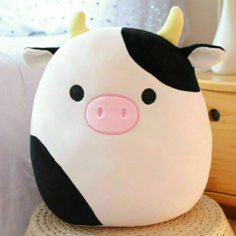 

30cm Cute Cartoon Cow Plush Pillow for Kids Girl Boys Kawaii Color Cow Cotton Stuffed Cushion Toys Gifts