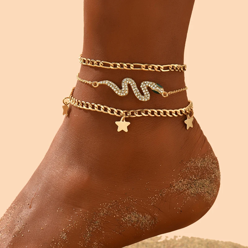 

Boho Classic Snake Chain Anklets For Woman Metal Butterfly Heart Anklet Bracelets Sexy Leg Chain On Foot Chain Beach Jewelry