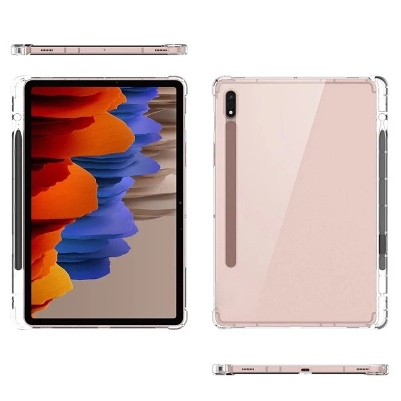 

Pencil Case For Samsung Galaxy Tab S7 + FE Plus 11 12.4 2020 2021 SM-T870/T875//T730/T735/T970/T975 Soft Silicone Shell
