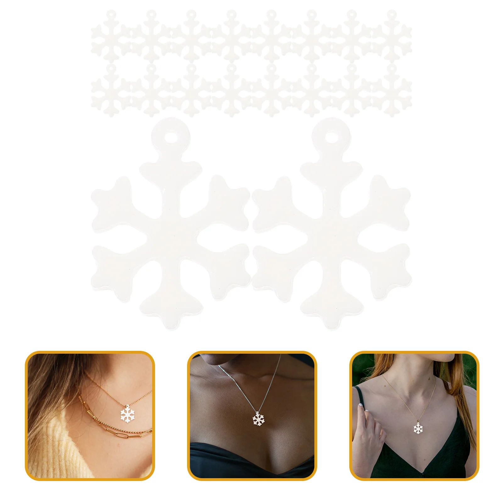 

100 Pcs Resin Charms Christmas Decor Snowflake Jewelry Mini Necklace DIY Accessories