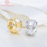 29504pcs 9mm 24k gold color plated brass with zircon big hole beads high quality diy jewelry making findings accessories