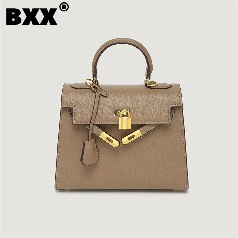 

[BXX] Fashion Vintage Women's Handbag Solid Color Sequined Hasp Soft Leather Women Single Shoulder Bag 2023 New Trend Female