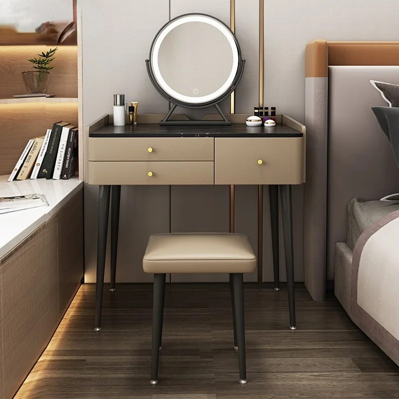 

80 100cm Moden White Rock Plate Dresser Contemporary Contracted Dressing Table With Mirror Bedroom Furniture For Women Make Up