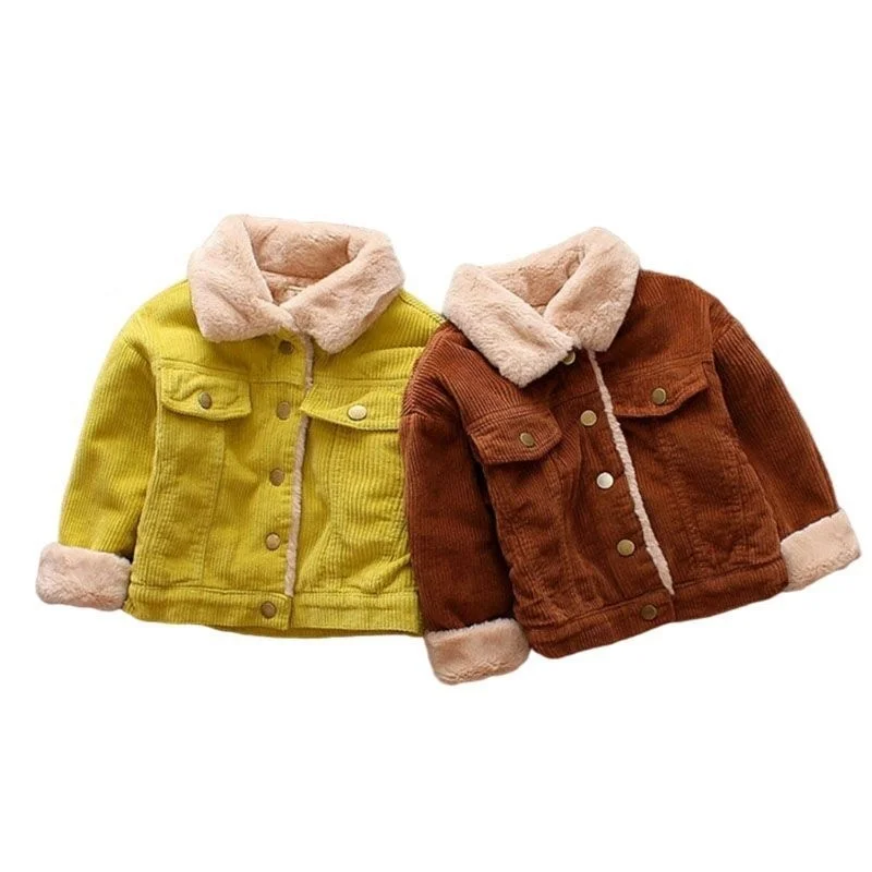 Плотное теплое вельветовое пальто для мальчиков и девочек плюс бархат куртки