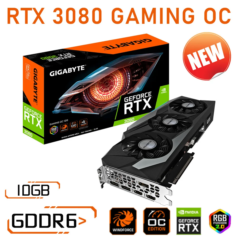 GDDR6X карта 10 Гб Gigabyte GeForce RTX 3080 GAMING OC 10G RTX3080 ...