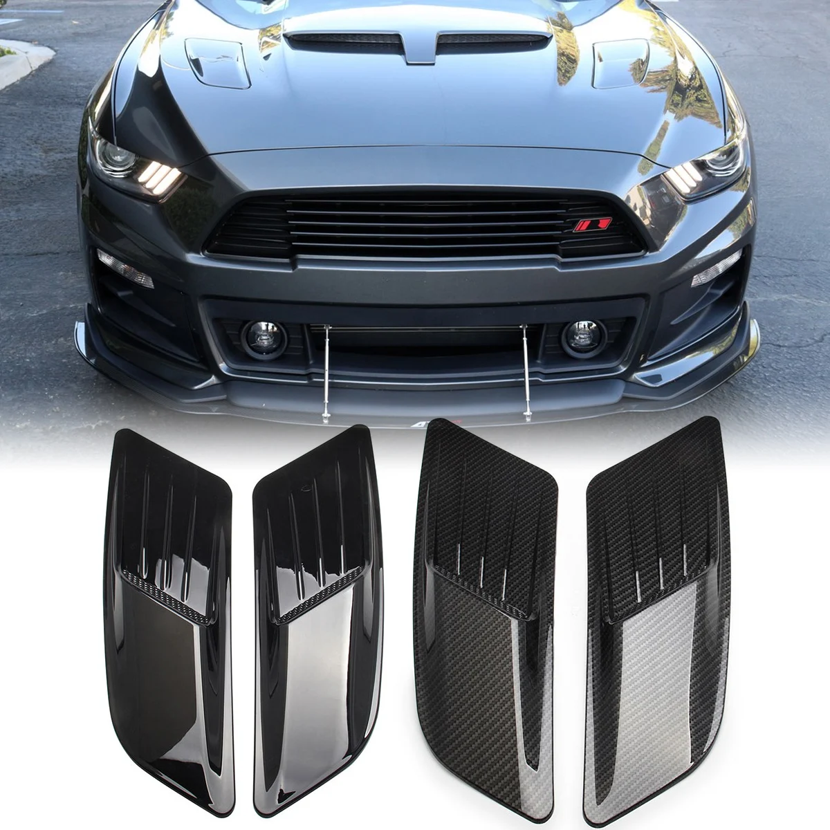 

for Ford Mustang 2015-2022 Universal Front Hood Air Intake Scoop Bonnet Vent Panel Trim Bumper Support Strut Car Accessories