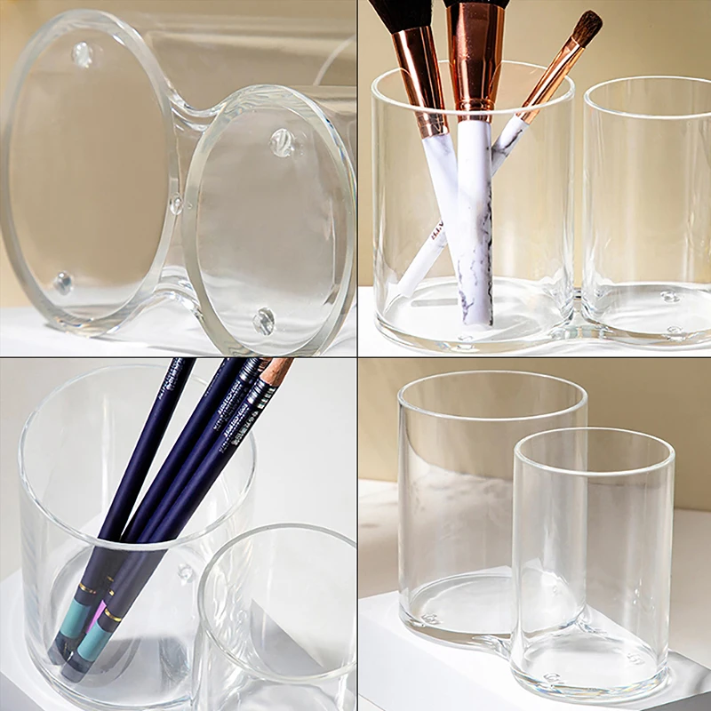 Прозрачная чашка с двойным отверстием ручка для ногтей кисточка макияжа