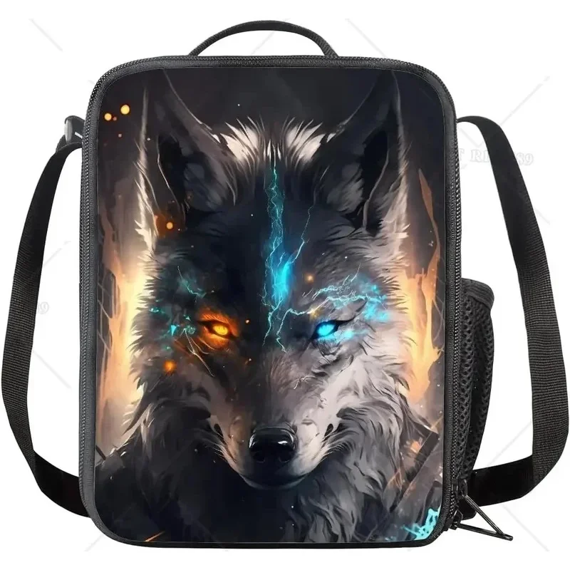 Многоразовая сумка для обеда с принтом головы волка мальчиков и мужчин