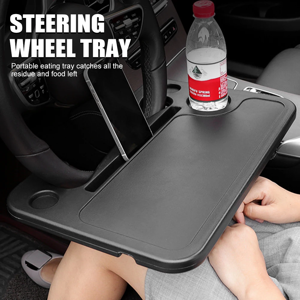 

Car Steering Wheel Tray Eating Laptop Desk with Phone Holder Car Travel Table Hook On Coffe Drink Food Holder Table Accessories