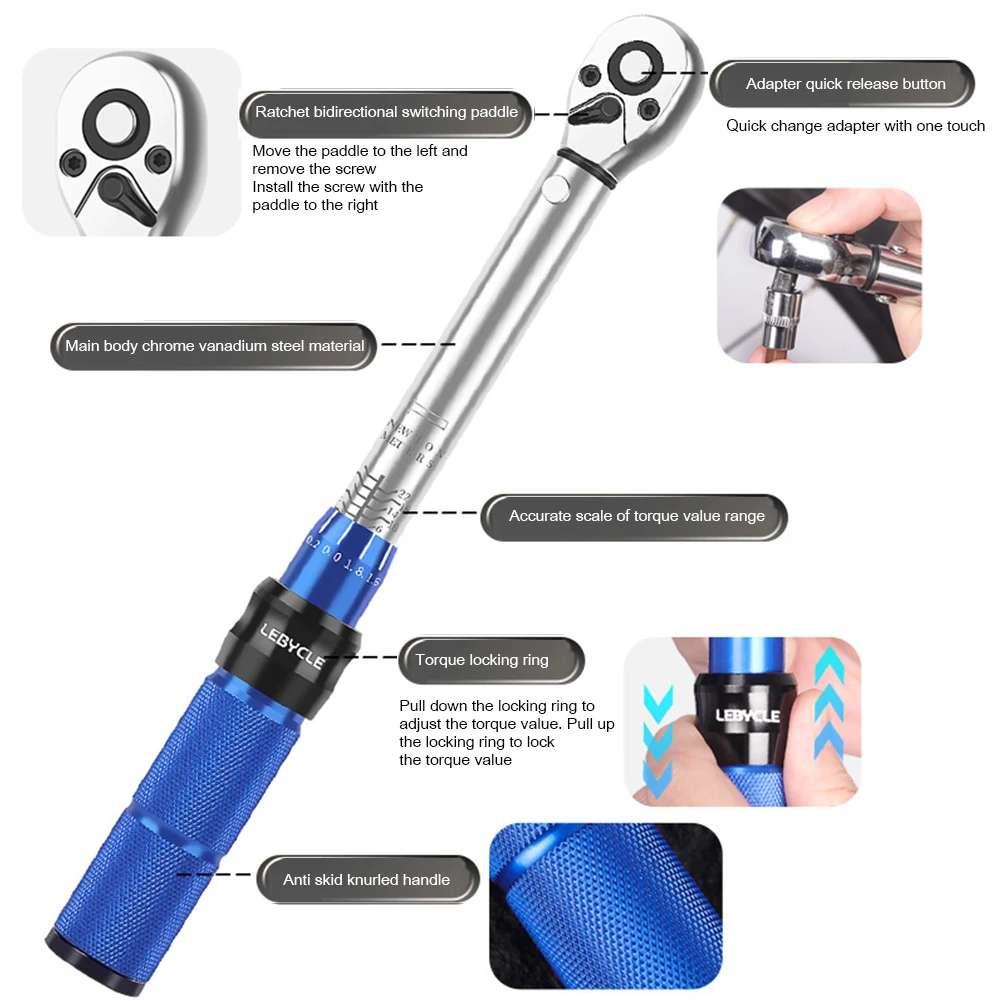 Набор инструментов LEBYCLE 2-24 Нм для шестигранников MTB Bike Allen Key Ratchet Torque Wrench Repair Spanner велосипедные аксессуары для обслуживания.