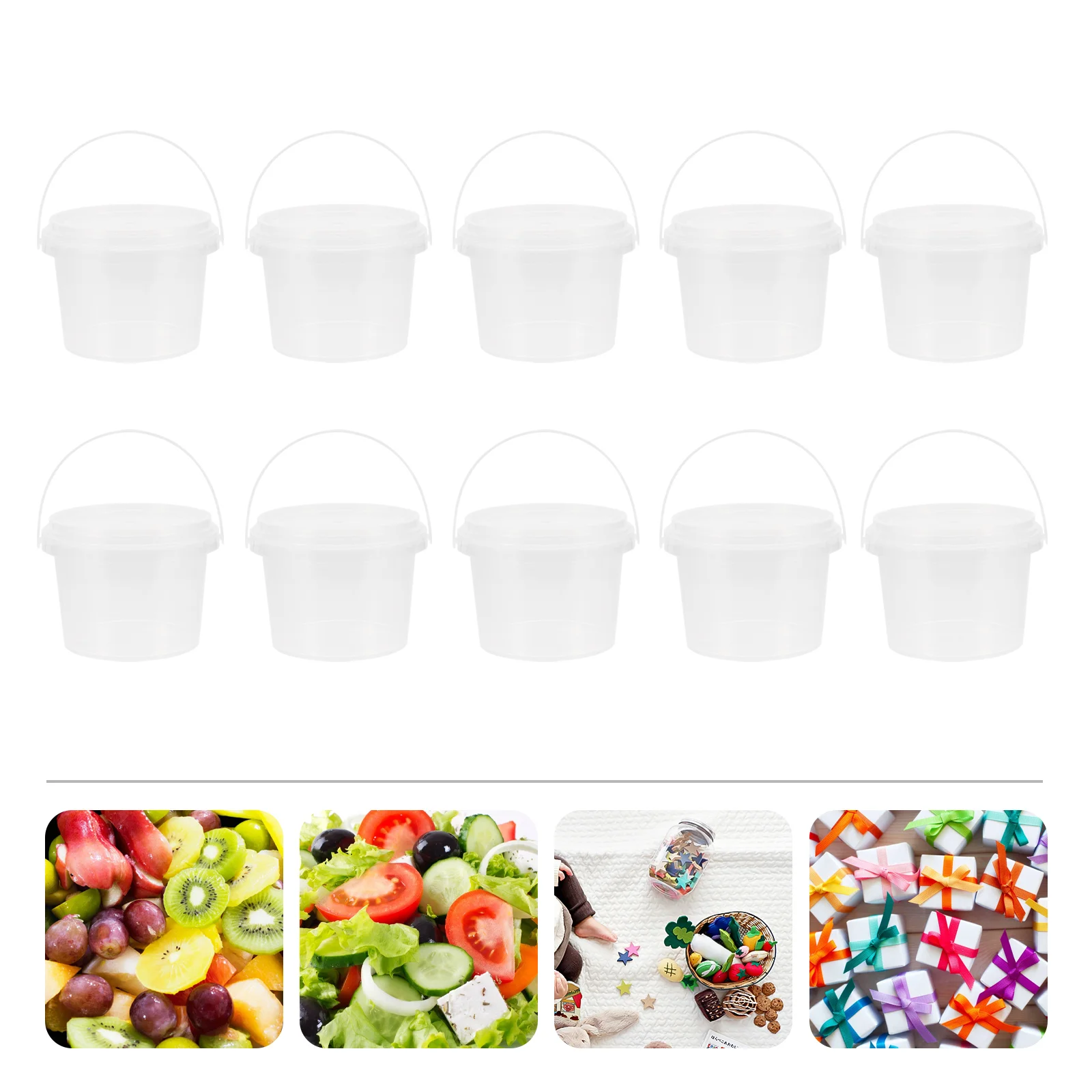 

Mini Storage Bucket Plastic Milk Tea Holders PP Cups Handheld Clear Drink Containers Ice Cream Cake