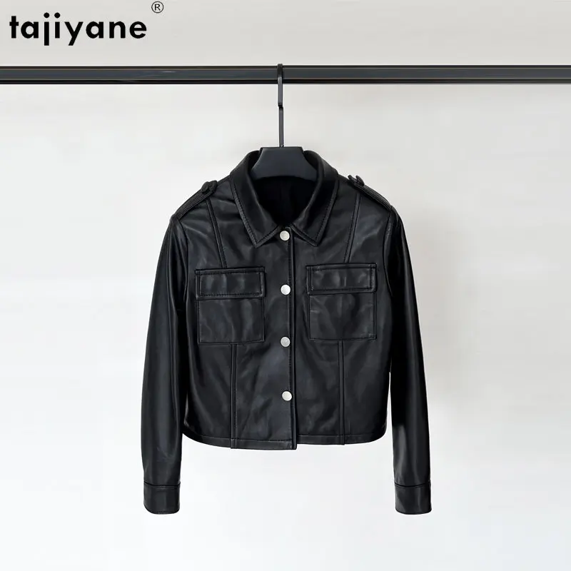 

Женская однобортная Короткая кожаная куртка Tajiyane