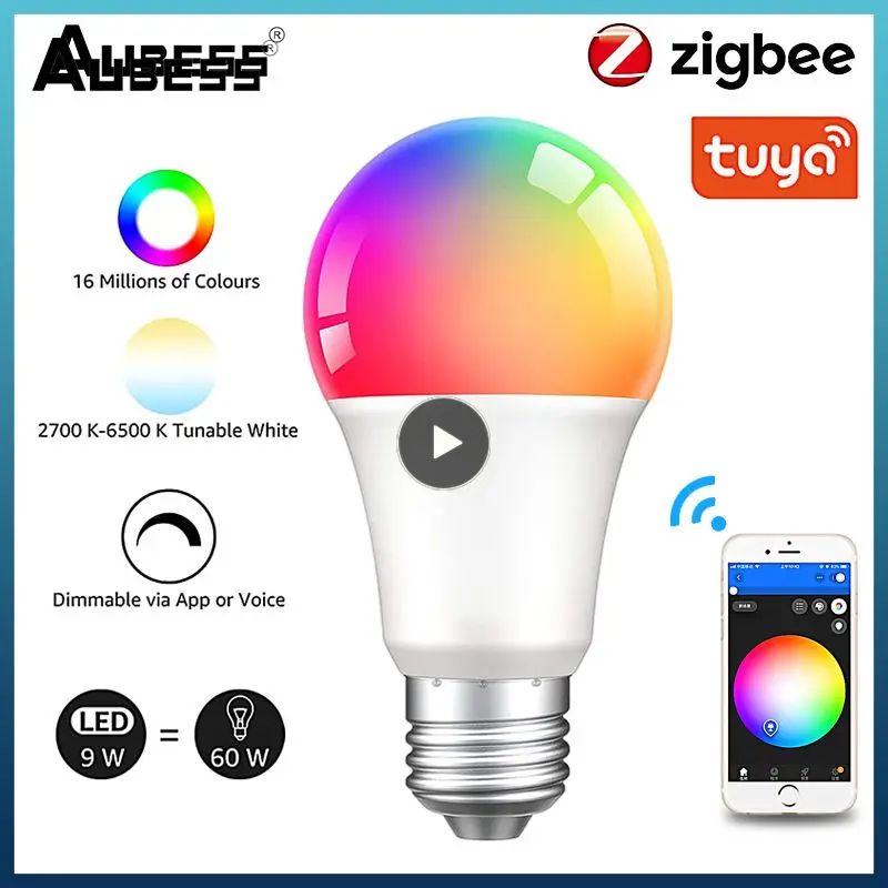 

Zigbee 3.0 Tuya Led Light Bulb RGB+WW+CW E27 Smart Home Led Lamp Compatible with Alexa Google Assistant Christmas Party Decor