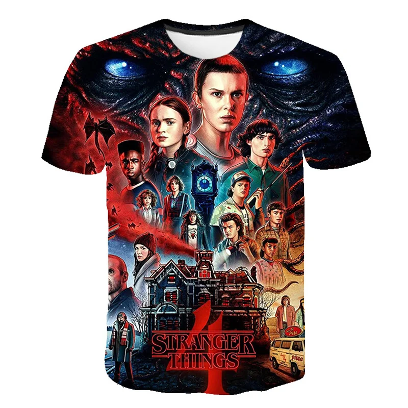 

Novelty Graphic Stranger Things 4 Short Sleeves Children Hellfire Club T-Shirt Girls Kids TShirt For 3-14 Years Children Clothes