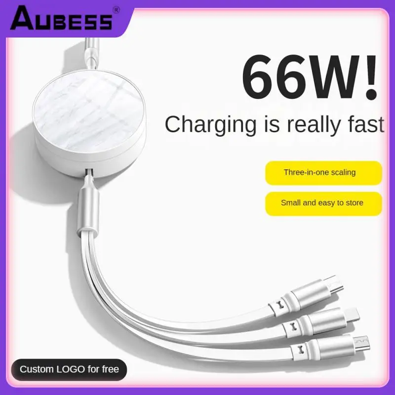 

White Usb C Cables Telescopic Fast Charge Data Line Small Fast Charging Micro Usb Type-c Fast Charger For Samsung Xiaomi Iphone