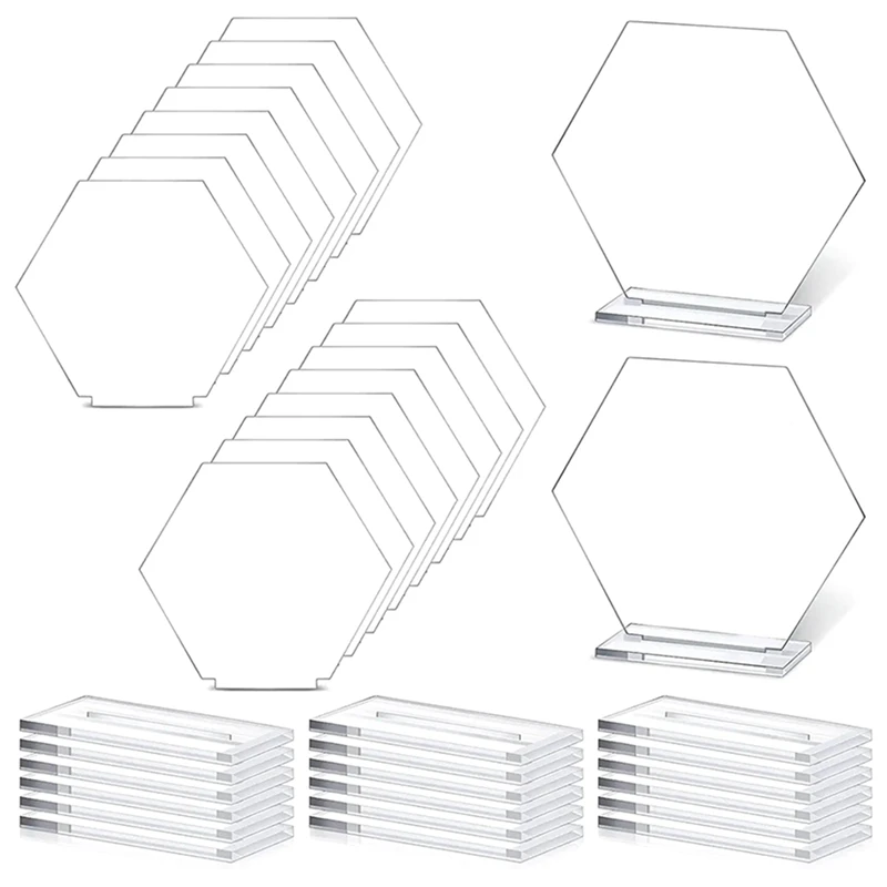 

18 PCS Name Cards Numbers Hexagon Table With Holder Sublimation For Party Decoration