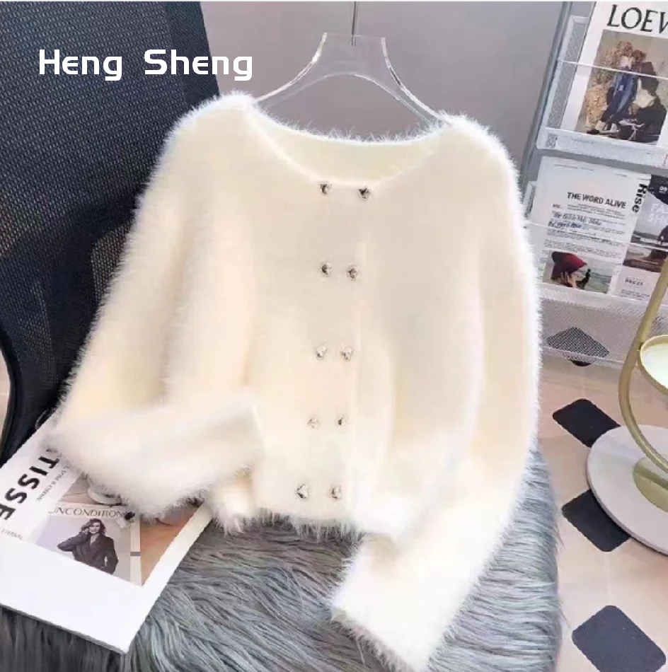 

Casual Korean Style Sable Fabric Knitted Cardigan Sweater Jacket Young Women's Clothes Thickened Short