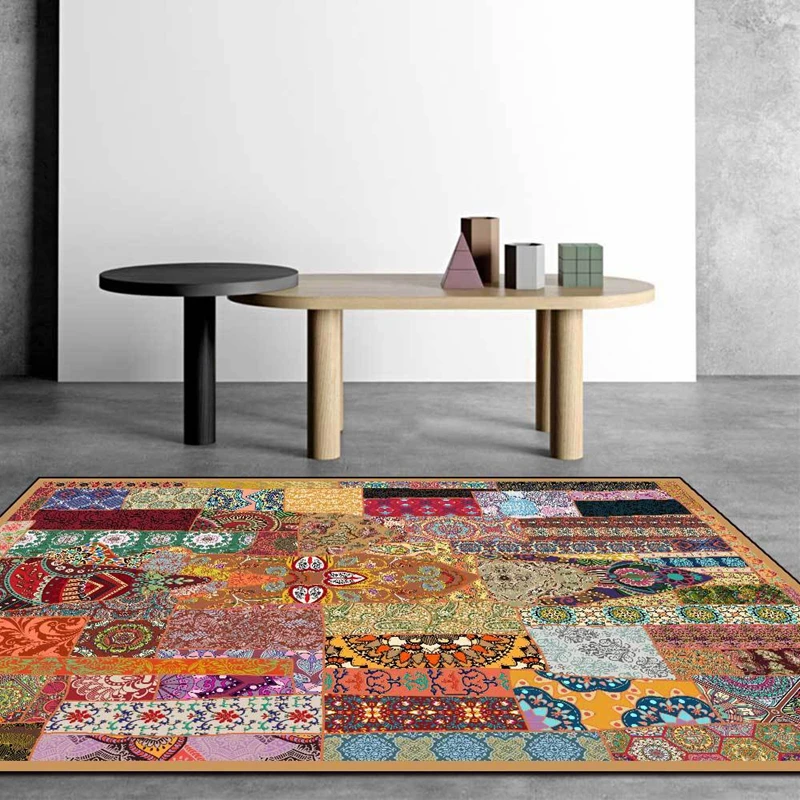 

Carpets Persian Vintage Carpet for Living Room Bedroom Mat Non-Slip Area Rugs Absorbent Boho Morocco Ethnic Retro Floor Carpet