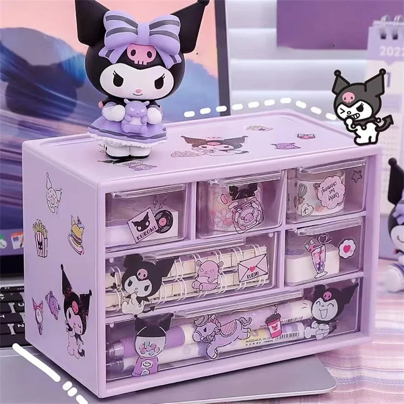 

Kawaii Sanrios Cinnamoroll Storage Box Cartoon Anime Cute Kuromi Desktop Student Drawer Pen Holder Storage Box Childrens Gifts