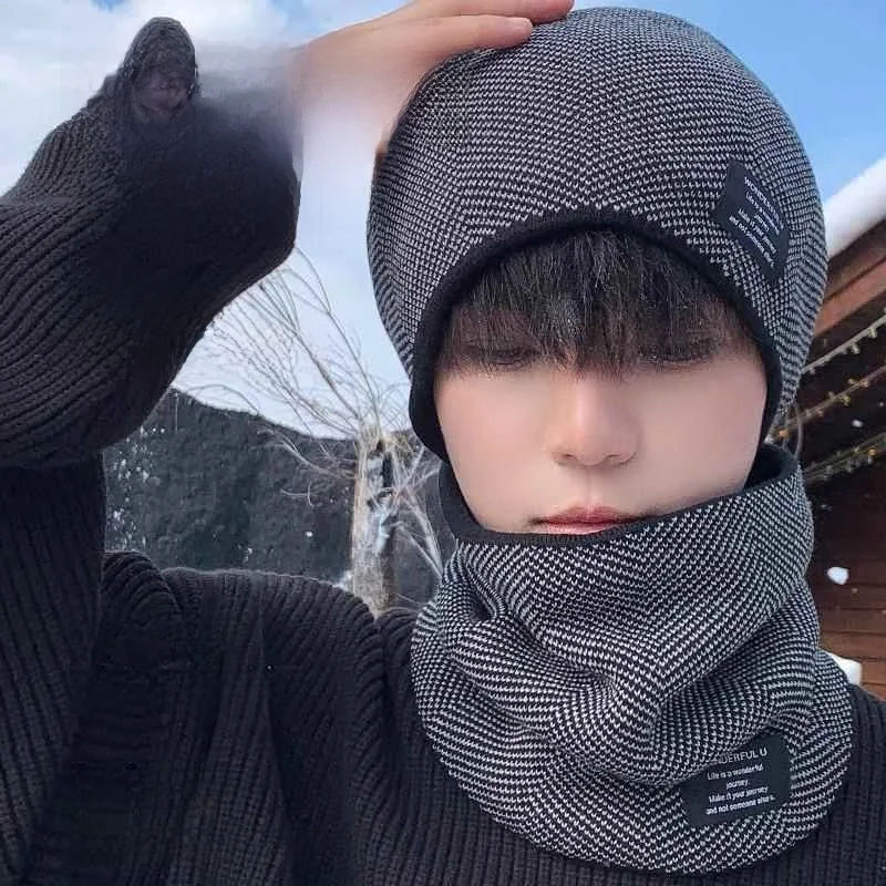 Scarf Hat Men's and Women's Winter Warm Fleece-lined Thick Windproof Cold-Proof Neck Guard Mask Outdoor Riding Motorcycle Equ...