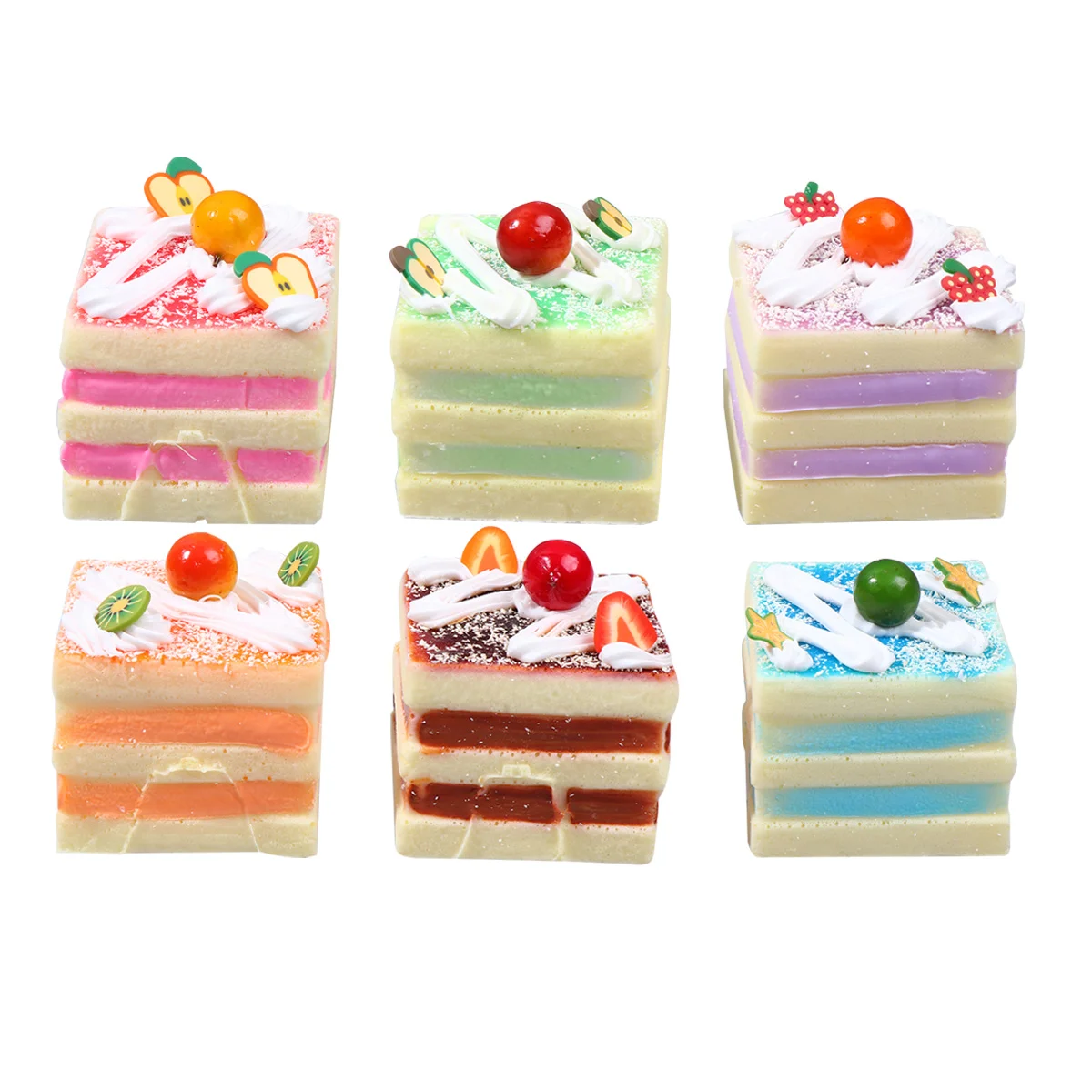 

Cake Fake Artificial Model Display Simulation Faux Props Cakes Realistic Candy Photo Play Kitchen Toy Diy Square Photoshoot Foam