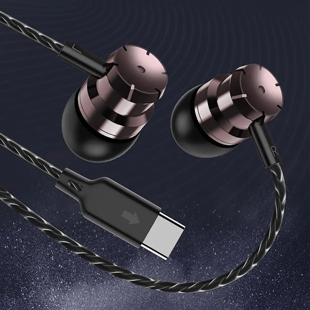 

Наушники-вкладыши с разъемом Type-C, металлические наушники с басами, с микрофоном, для игр и прослушивания музыки, универсальные