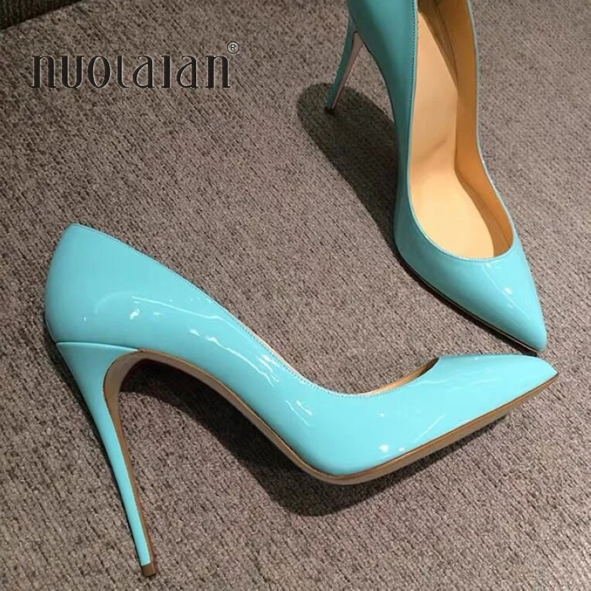 

High Quality women pumps Patent Leather high heel pumps shoes for women sexy pointed toe high heels party wedding shoes woman